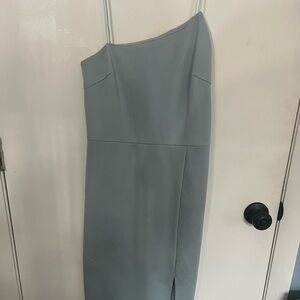 blue asymmetrical formal dress